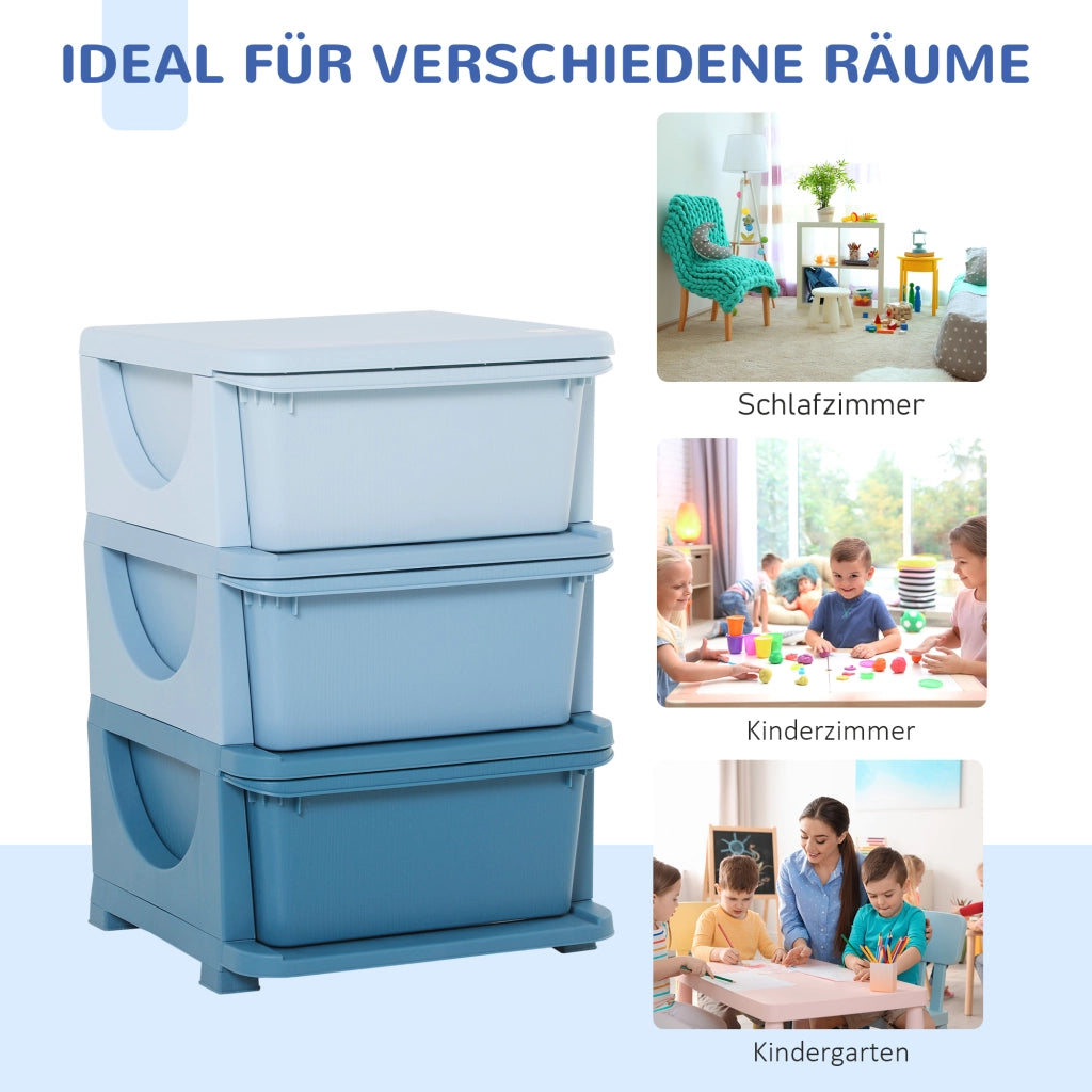 Letto contenitore per bambini con cassetti ¨C zephmum ¨C Blu 37x37x56.5 cm