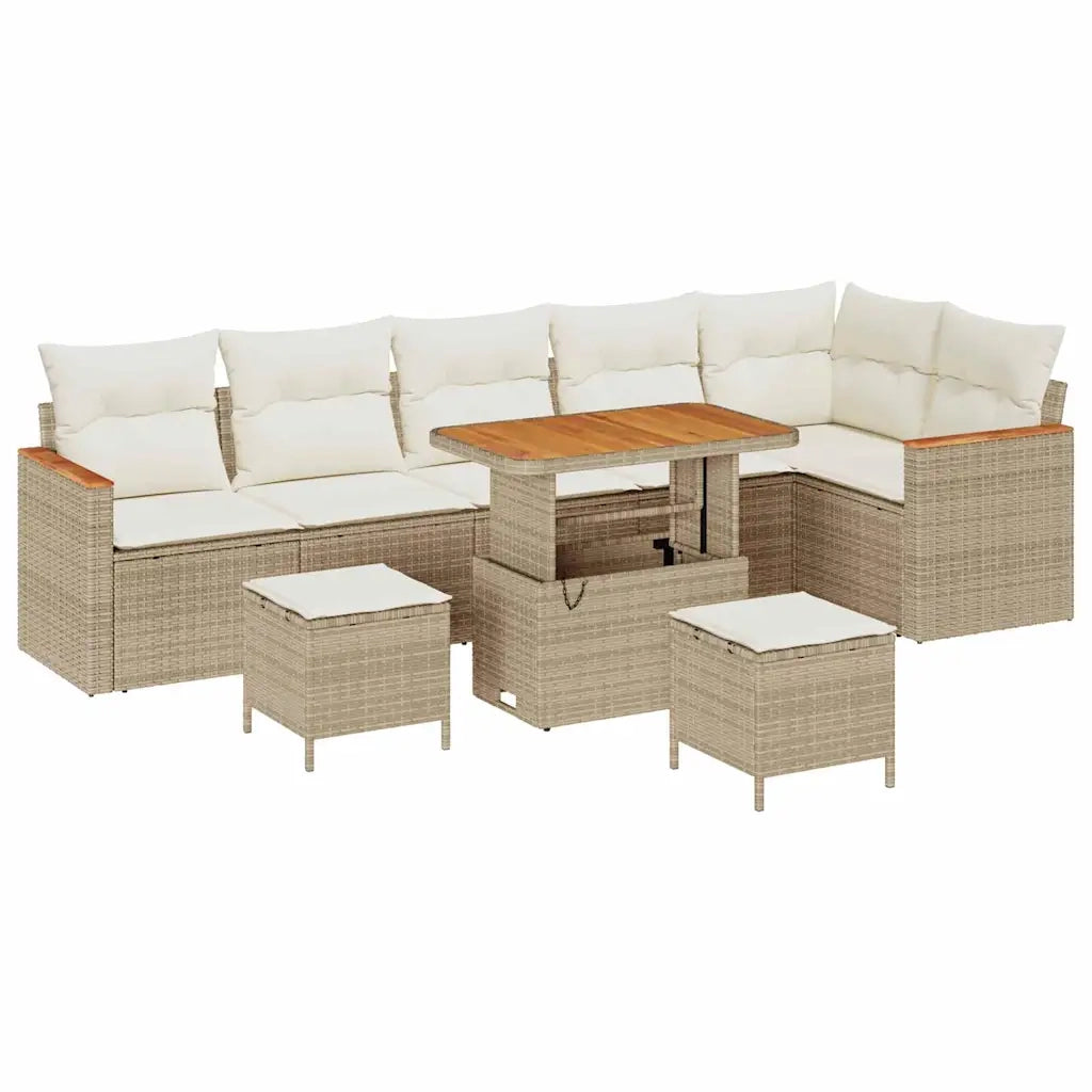Set Divano da Giardino con cuscino Beige Poly Rattan 3365016