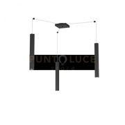 SQUARE TUBE SOSPENSIONE 3 LUCI NERO CAVO CM.250 CON BASE 1173-S3-NE