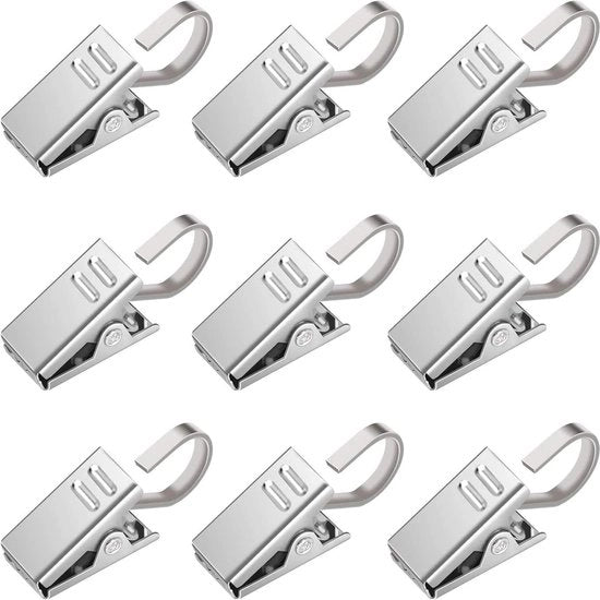 60 pezzi di clip metallico di alta qualità in acciaio inossidabile, clip di tenda con ganci, argento Metallo