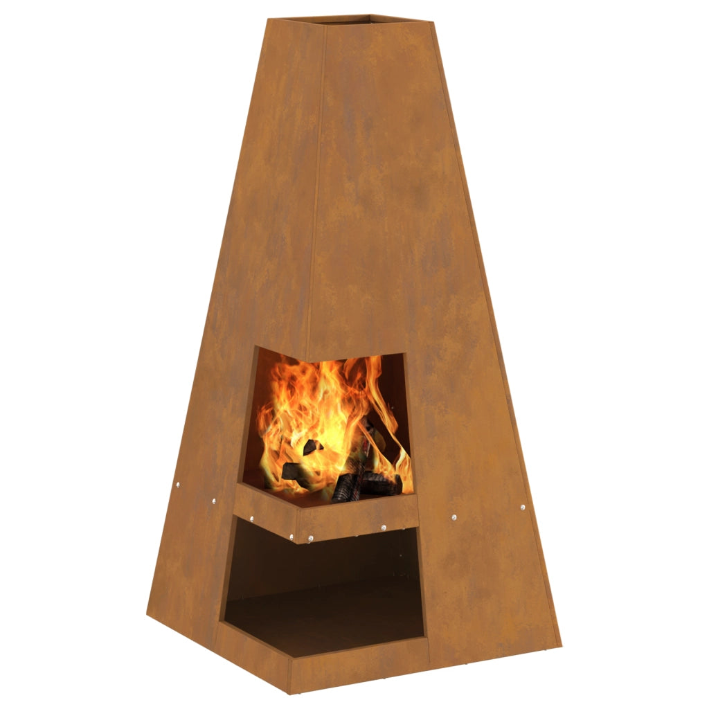 Braciere con Stoccaggio per Legna 50x50x100 cm Acciaio Inossidabile