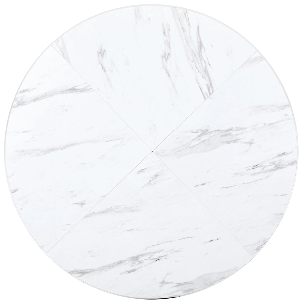 Tavolo da pranzo rotondo 100x75 cm con effetto marmo in MDF e metallo nero