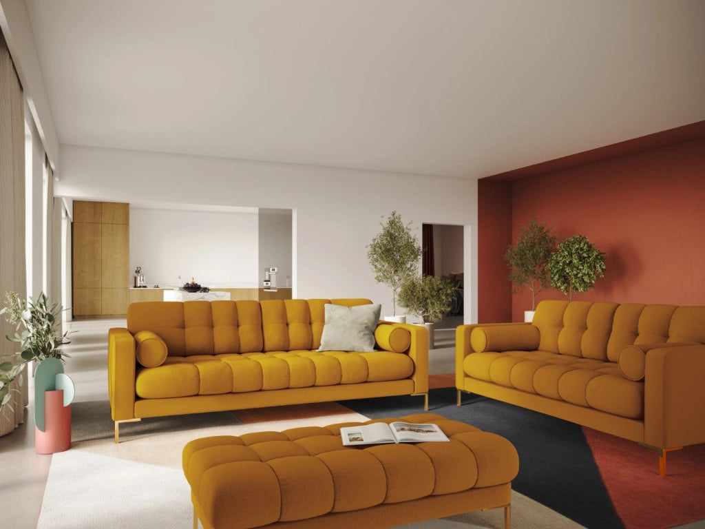Cosmopolitan Design - Divano "Bali" 3 posti in tessuto strutturato giallo 