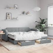Divano Letto Estraibile Cassetti-Sofa Letto-Daybed Grigio Chiaro 90x200cm Tessuto 844715