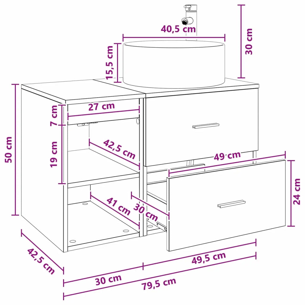 Set di mobili per il bagno 2 pz Legno antico 3403934
