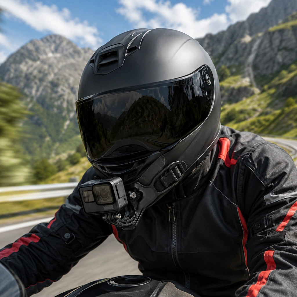 SUPPORTO CASCO ACTION CAM MENTONIERA MOTO REGOLABILE 360 SPORTIVO AS-30222