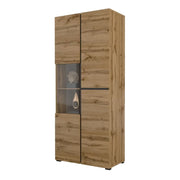 Vetrina alta 2 porte collezione HAVANA con LED integrato. Colori rovere e nero.
