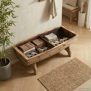 Cassapanca in Legno Massello e Tessuto 103x51x44 cm 245767