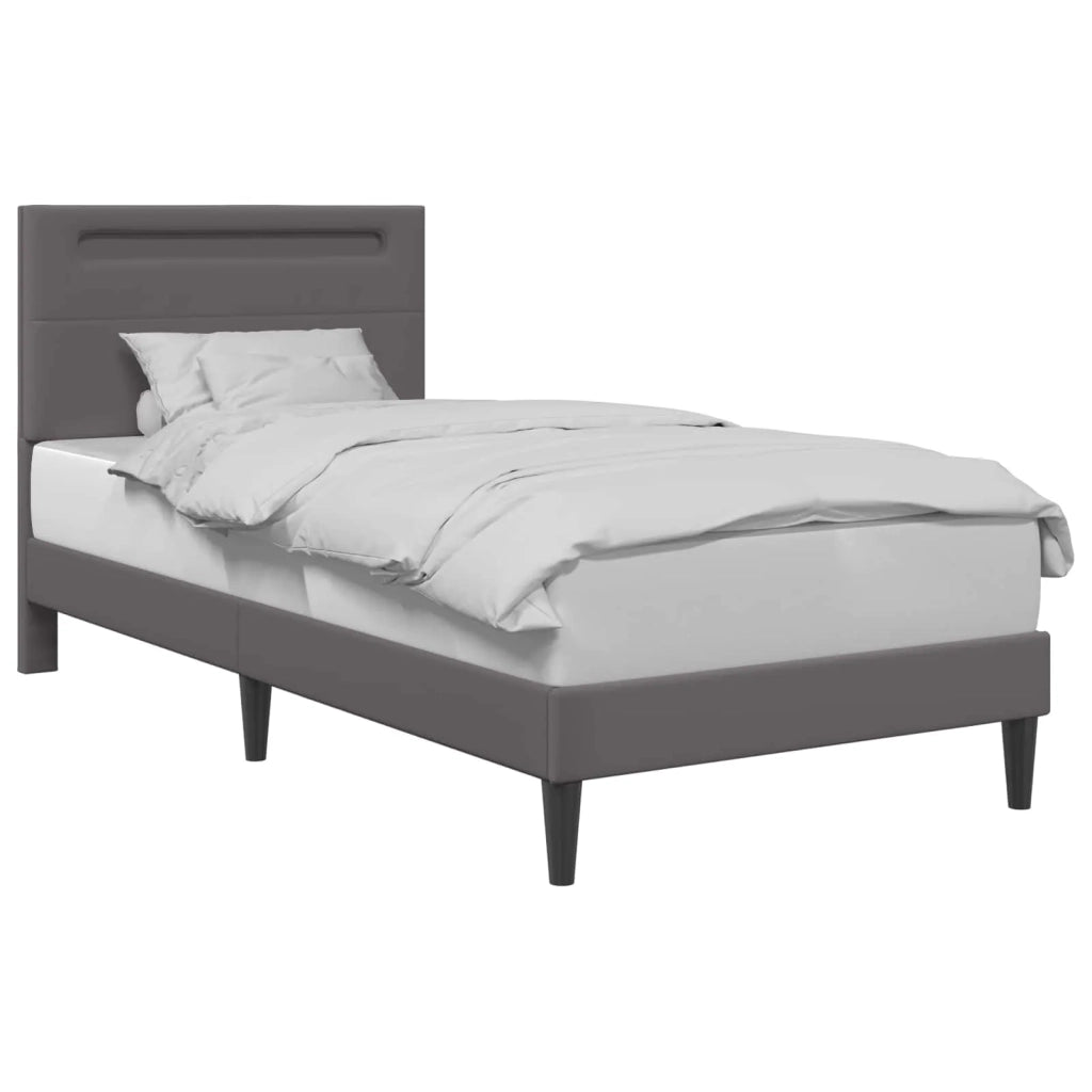 Struttura del letto con testiera-Giroletto Grigio 90 x 200 cm Similpelle 351813