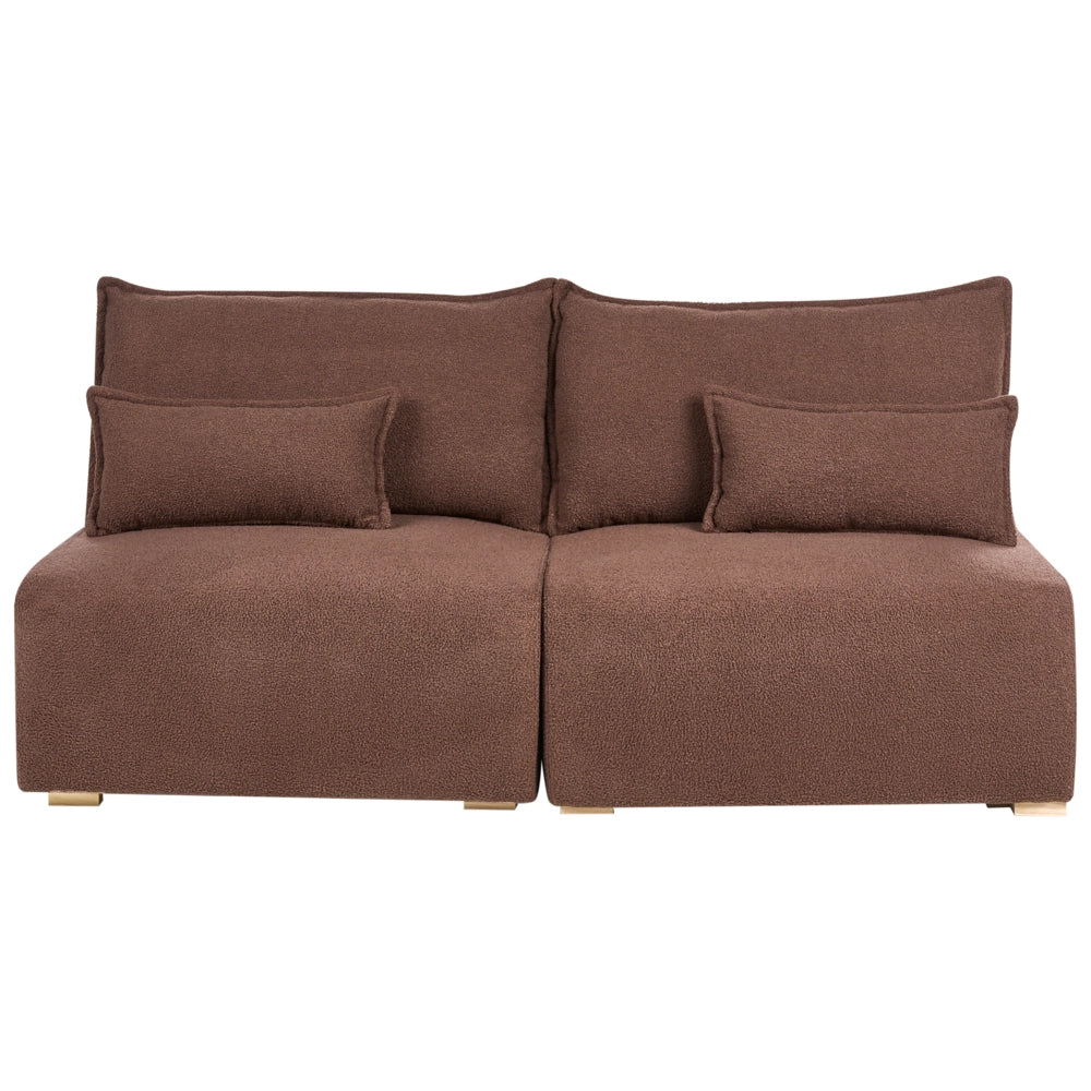Divano componibile Marrone Boucle imbottito con funzione letto e contenitore Stile minimalista