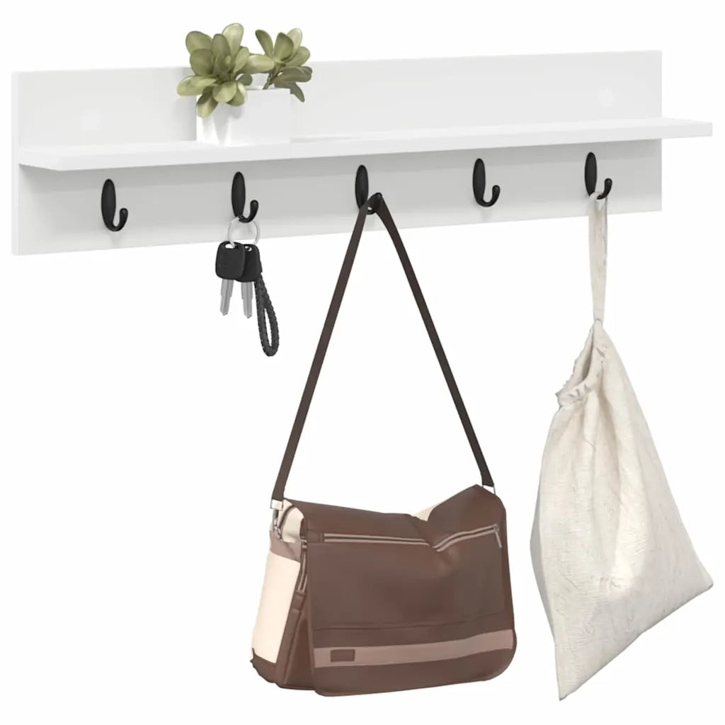 vidaXL Appendiabiti a muro Bianco 80 x 10.5 x 18 cm Legno multistrato