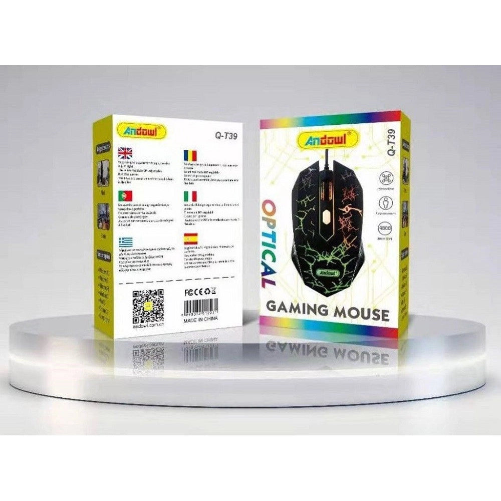 Trade Shop - Mouse Gaming Da Gioco Q-t39 Cablato Usb Led 4200dpi Ad Alte Prestazioni Velocità -