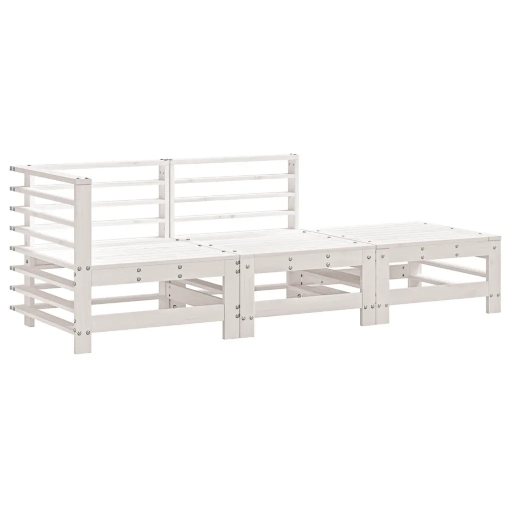 Salotto da Giardino-Set Salotto da Giardino 3 pz Bianco in Legno Massello di Pino 875955