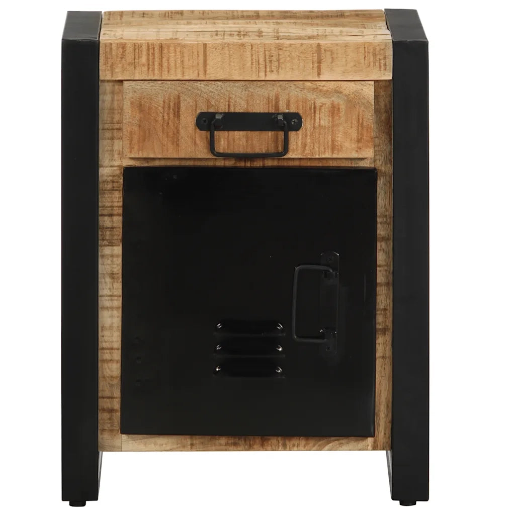 Comodino | Armadio da Notte | Mobiletto da notte 40x30x50 cm in Legno Massello di Mango Grezzo