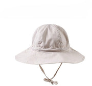 Cappello da Sole per Bambini - Adattabile e Pieghevole con Cinture Regolabili e Altezza di 46cm - Beige con Strisce Bianche