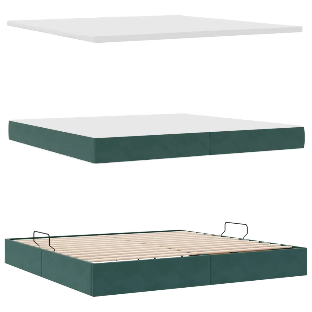Letto con contenitore LED e materasso Verde Scuro 200 x 200 cm