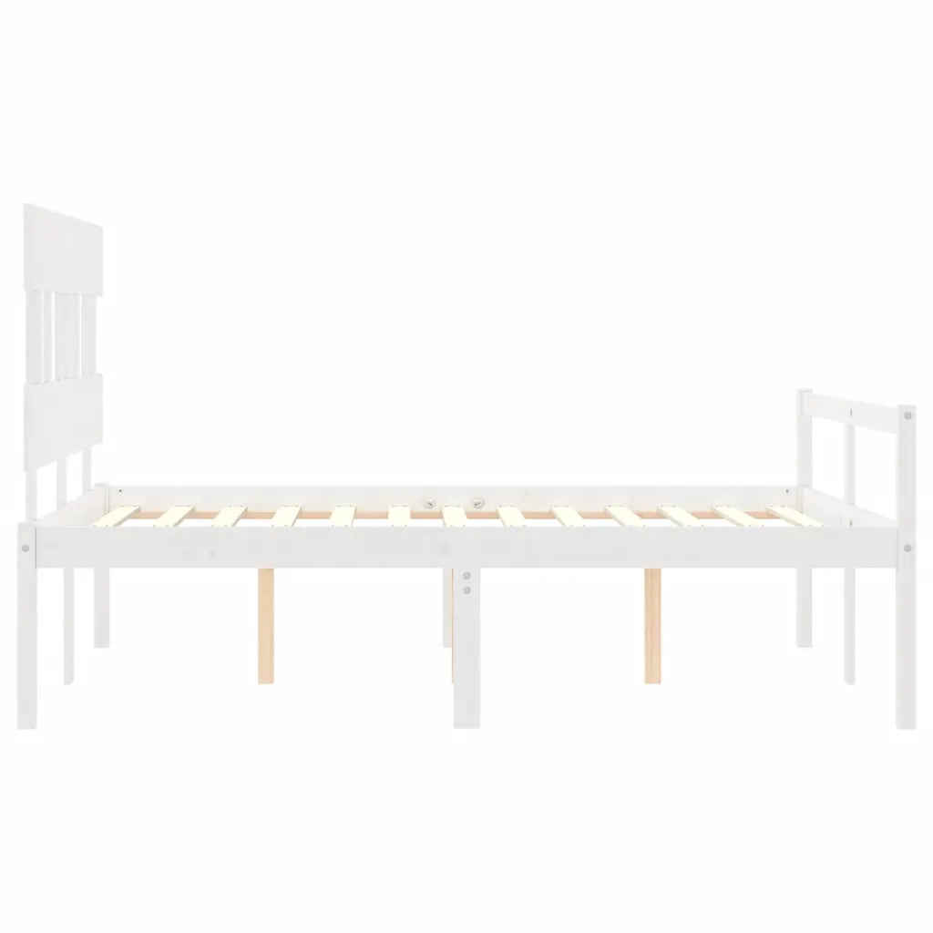 Letto per Anziani-Struttura Letto per Anziani  Bianco Testiera Small Double Legno Massello 381329