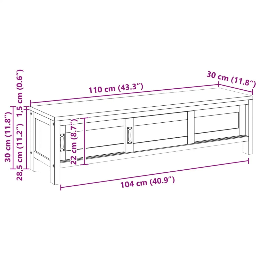 Mobile TV 110 x 30 x 30 cm Legno di teak solido Naturale 42026890