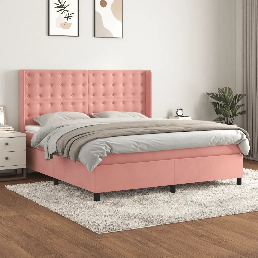 Giroletto a Molle con Materasso Rosa 160x200 cm in Vellutocod mxl 98769