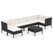 Mobili da giardino mobili da esterno Set di mobili da 8 pezzi con cuscini in resina intrecciata nera 02_0017740