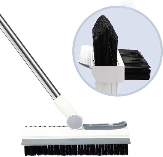 Scopa 3 in 1 con Pennello Rimovibile con Setole Rigide e Regolatore di Flusso d'Acqua per Parete Piscina Soggiorno Bagno Piano Garage Cucina