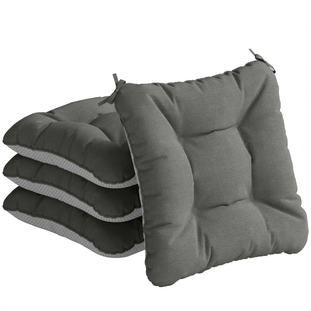 Set di 4 Cuscini per Sedie ¨C Zephmum ¨C Grigio Tessuto 39.5x39.5x10 cm