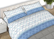Completo Lenzuola 100% Cotone Made Italy Fantasia Nest C.N. - Singolo - Azzurro