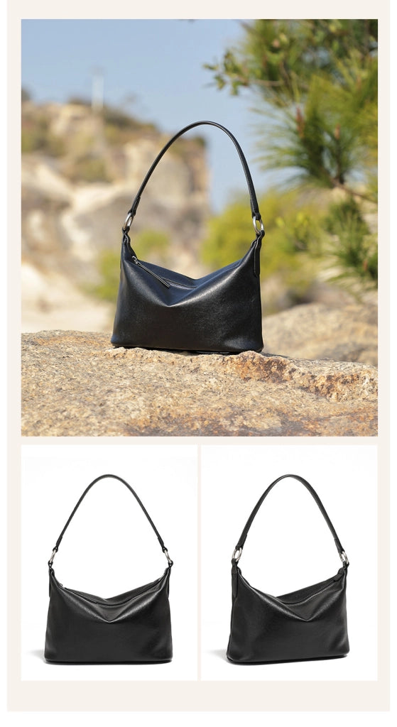 Borsa a tracolla da donna in vera pelle, stile western, nera