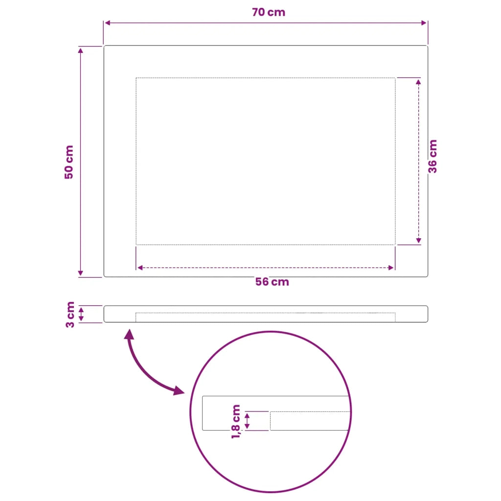 Piano del Tavolo Rettangolare 90 x 50 x 3,5 cm Rettangolare 938234