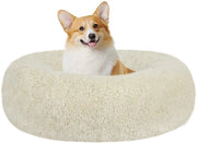 Cuscino per Cani Rond Culla per Cani Banca per Cani Cuscino per Gatti a Donut Cuscino per Cani con Cappuccio Lava in Acqua, 70 cm di Diametro, Beige