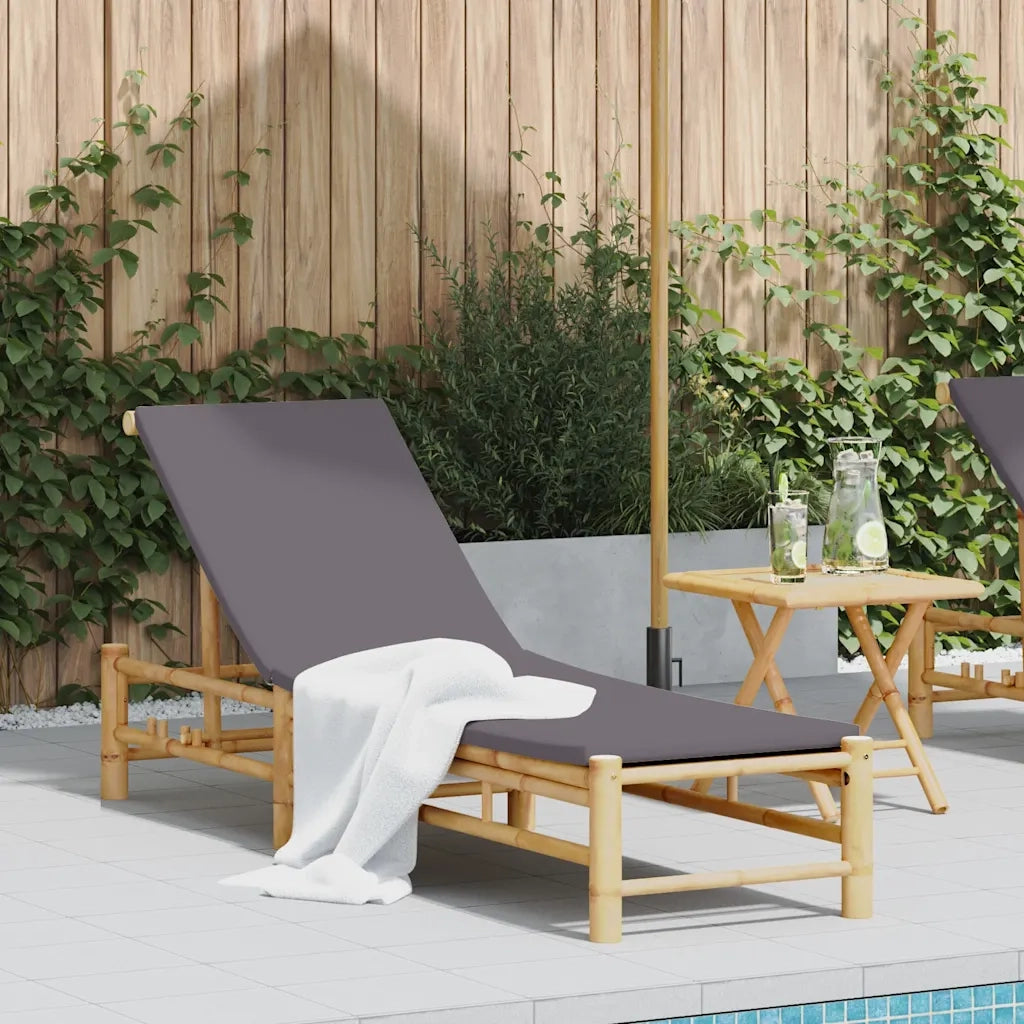 Lettino Prendisole | Sdraio da giardino | Lettino da sole con Cuscini 55x199x30 cm in Bamb¨´