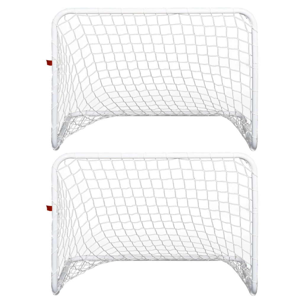 Set 2 Porte Calcio con Rete e Pallone ¨C zephmum ¨C Bianco, Acciaio e Poliestere, 78x46x56 cm