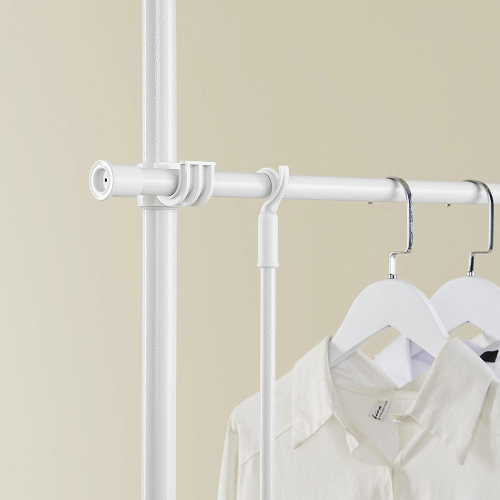SoBuy FRG109-II-W Telescopic Appendiabiti da Terra, Robusto Stand Appendiabiti con Aste, Armadio Aperto Regolabile per Camera da Letto, Porta Abiti Bianco