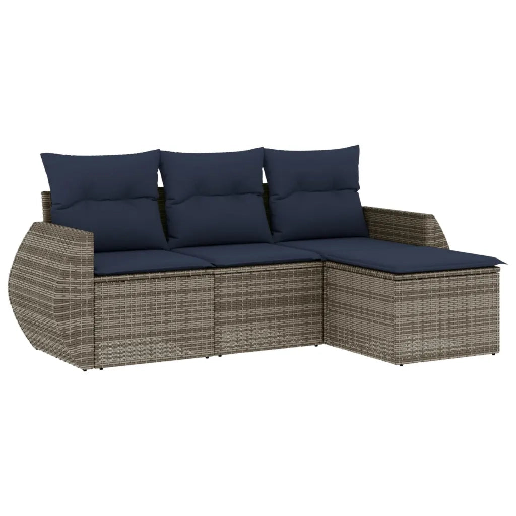 Set Divani da Giardino 4 pz con Cuscini Grigio in Polyrattan 3221270