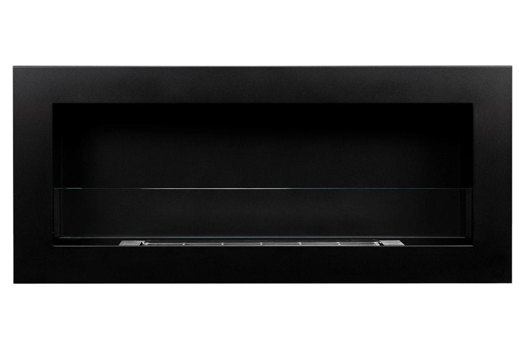 Camino a Bioetanolo da Parete 90x12x40 cm con Vetro in Acciaio Inox Nero
