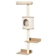 Albero per gatti a parete con piattaforme, cuccia e tiragraffi in sisal ¨C zephmum ¨C 38x30x149 cm