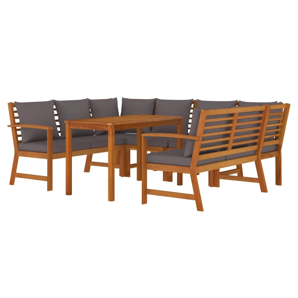 Set da Pranzo Giardino 7pz con Cuscini Legno Massello di Acacia 3154975