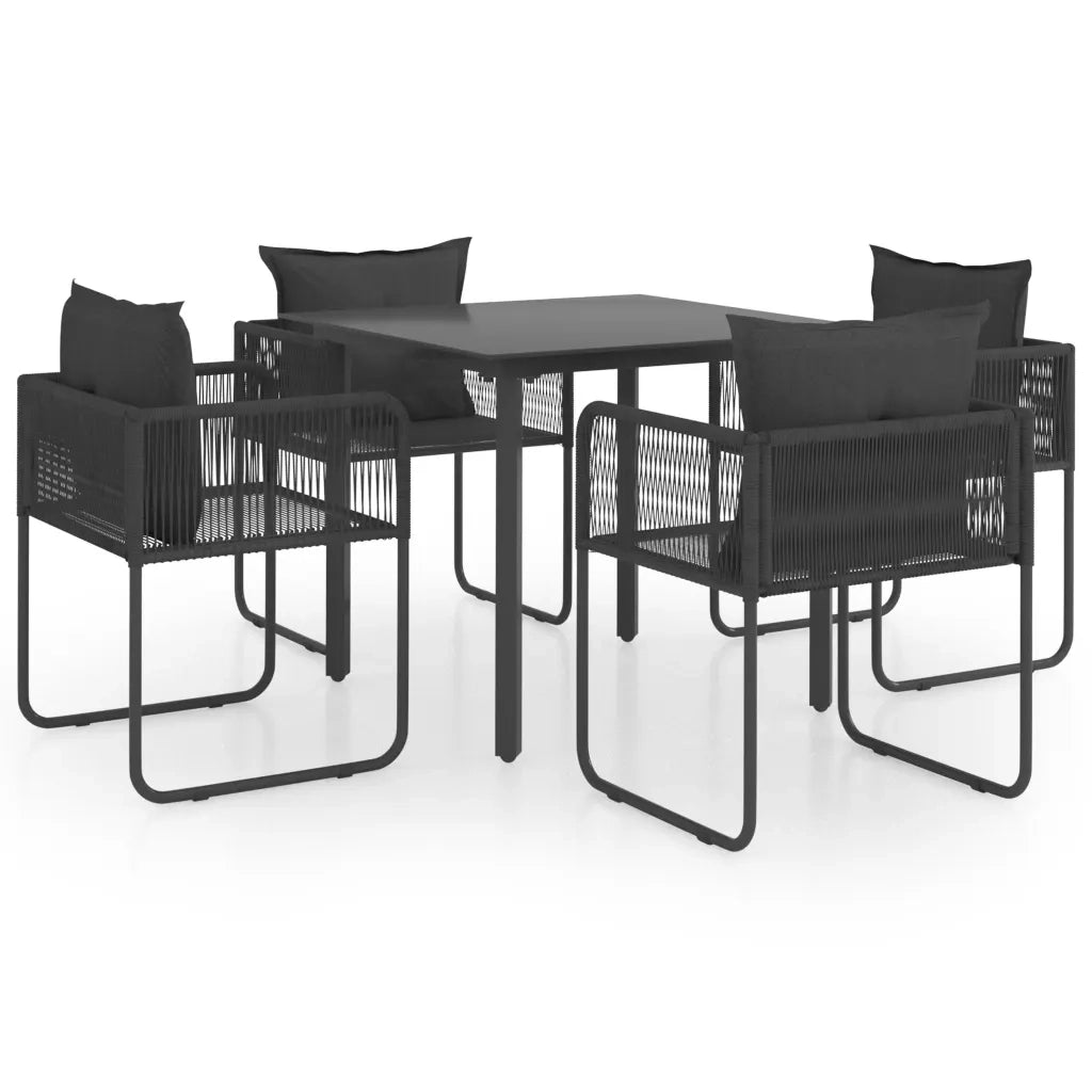 Set da Pranzo da Giardino 5 pz in Rattan PVC Nero 3060095
