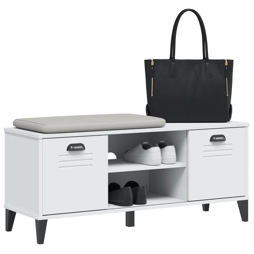 Panca Portascarpe VIKEN Bianca 106x35x45 cm Legno Multistrato 374932