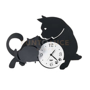 Orologio di design da parete Mamma Gatta Bianco marmo e nero