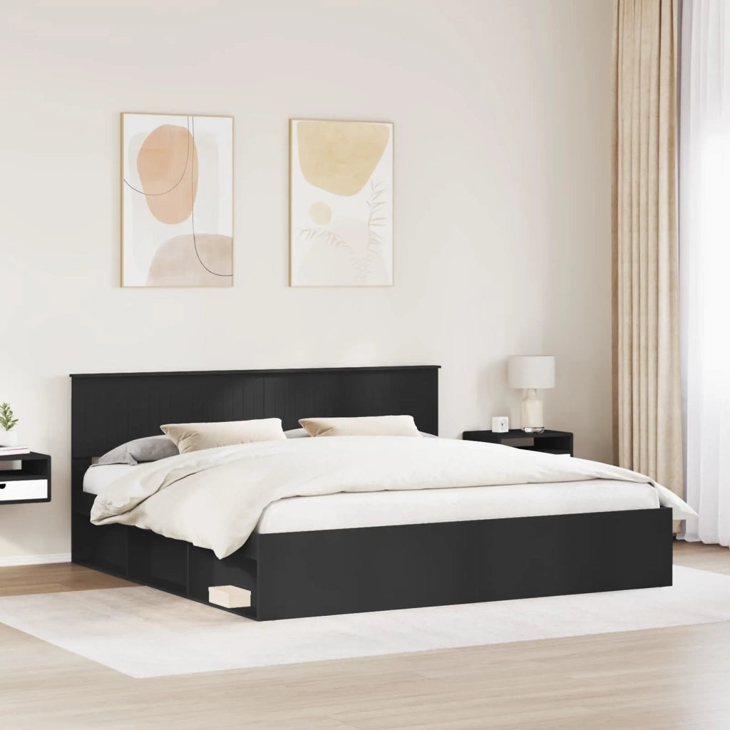 Struttura del letto Nero 200 x 200 cm Pino massello