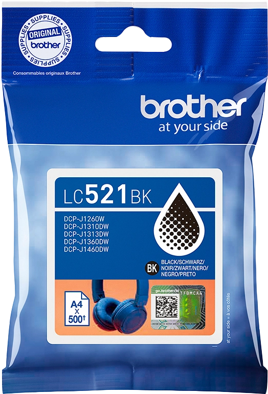 Brother LC521BK cartuccia d'inchiostro 1 pz Originale Nero