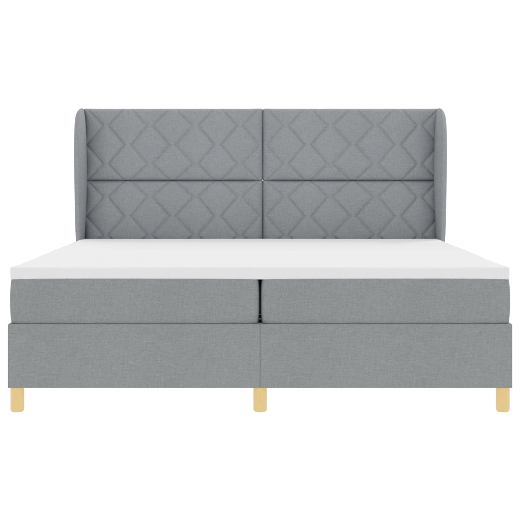 Letto a Box Spring con Materasso Grigio Chiaro 200x200 cm Tessuto