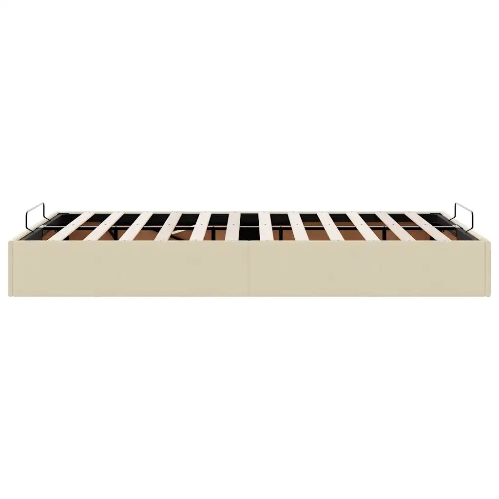 Struttura Letto Pouf senza Materasso-Giroletto con contenitore Crema 120x200 cm Tessuto