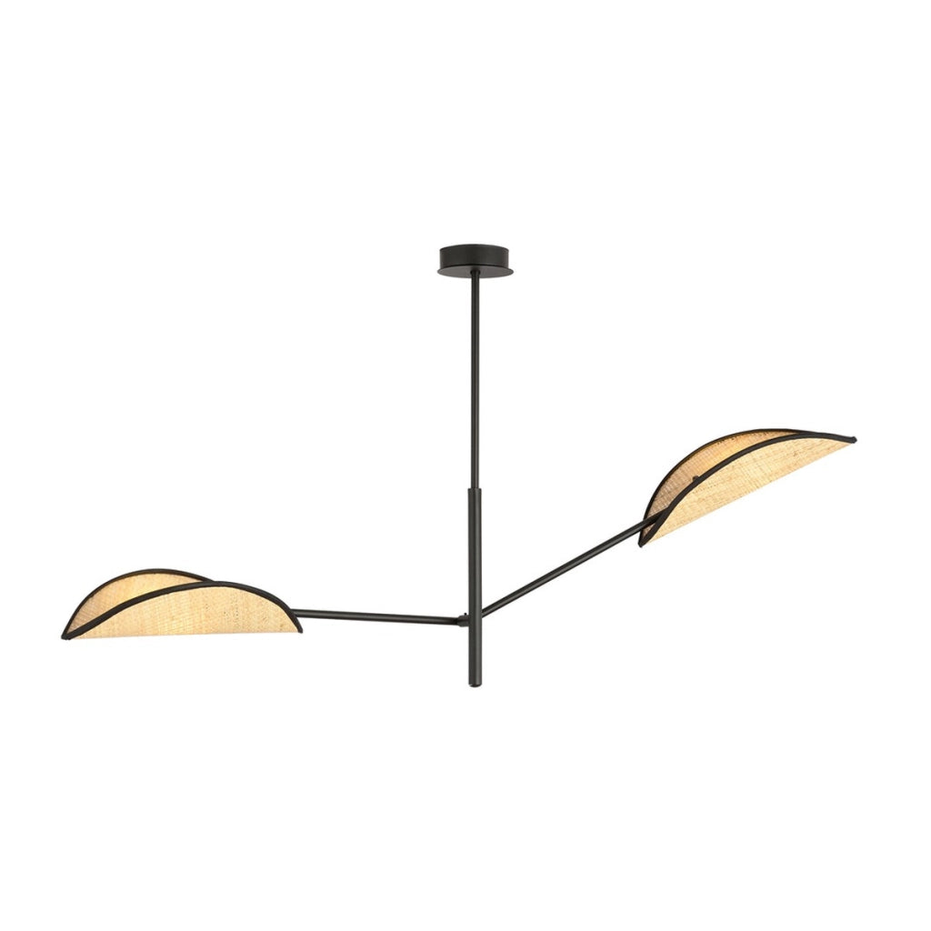 Lampada a sospensione VENE in acciaio nero e rattan
