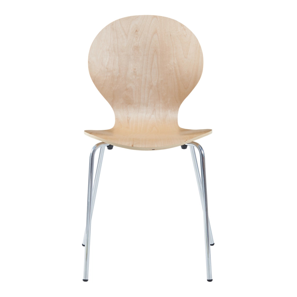 Set di 4 Sedie da Sala ETNE Impilabili - Legno Naturale / Cromato [en.casa]