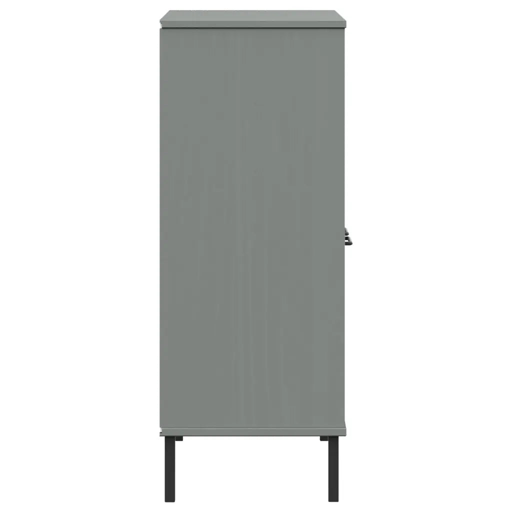 Libreria Gambe Metallo Grigio 90x35x90,5 cm Legno Massello OSLO 351016