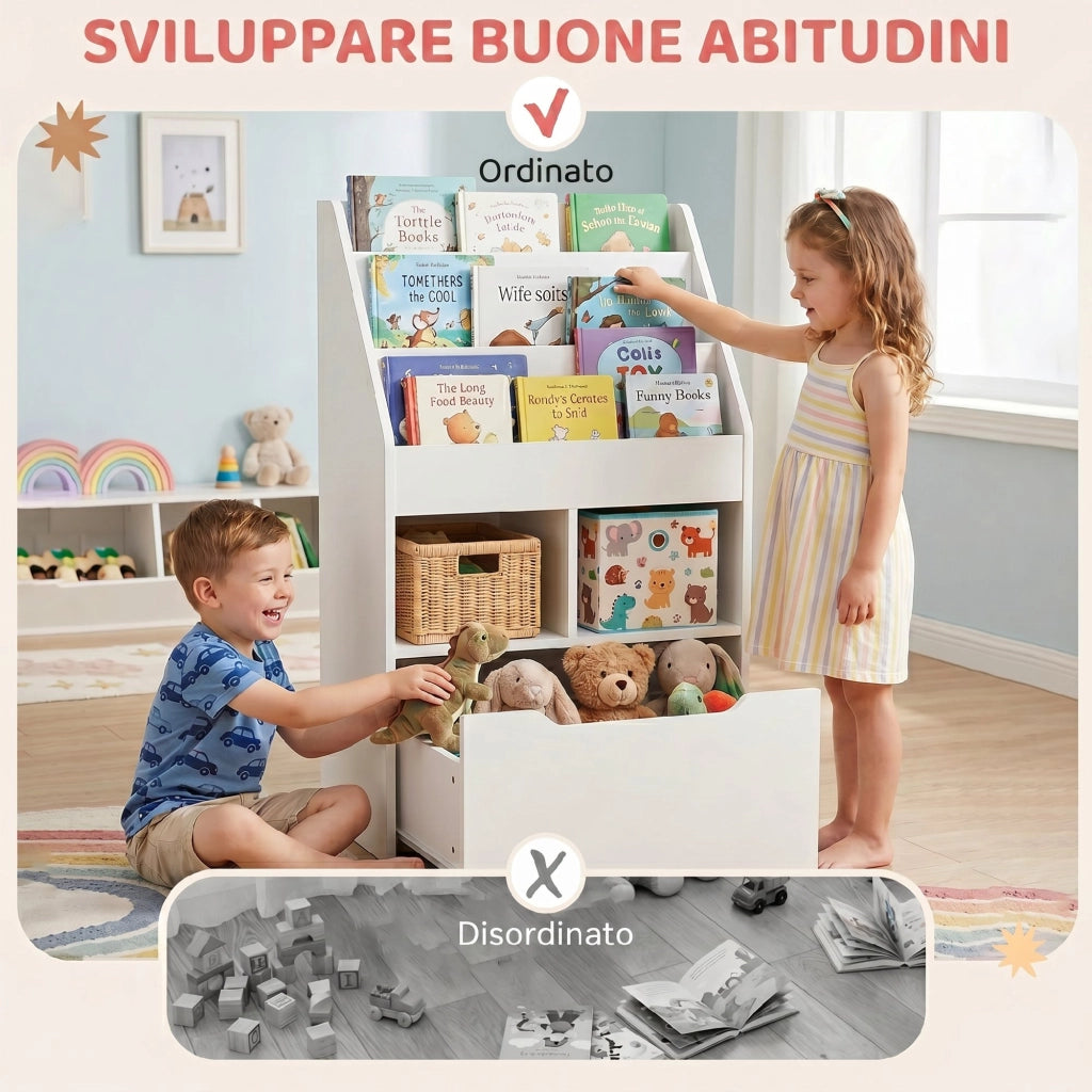 Libreria per Bambini ¨C Minimal ¨C Bianco, MDF, 60x30x90