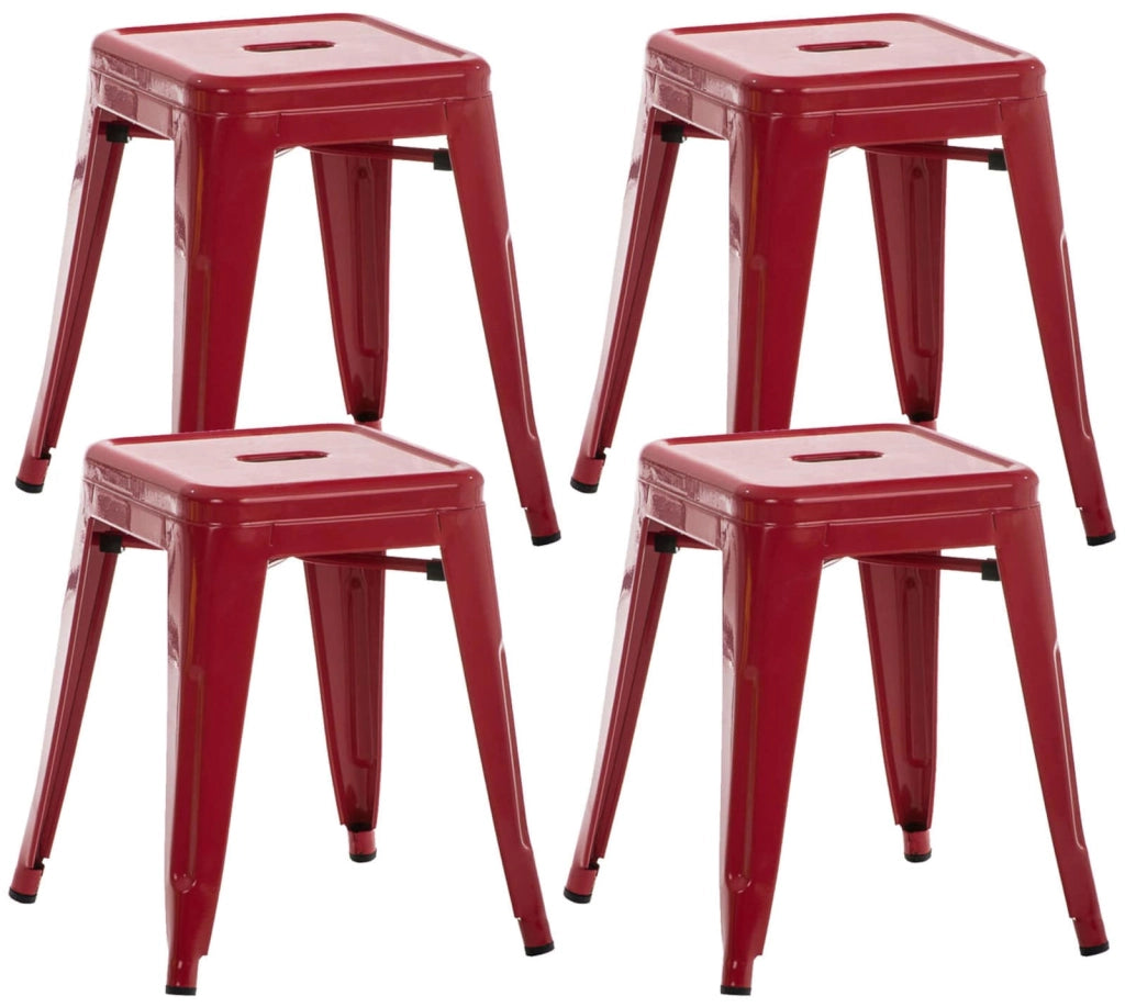 Set 4 Panchetti Impilabili Armin In Metallo rosso