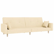 Divano letto | Sof¨¤ letto | Letto singolo a 2 Posti con 2 Cuscini Crema in Tessuto
